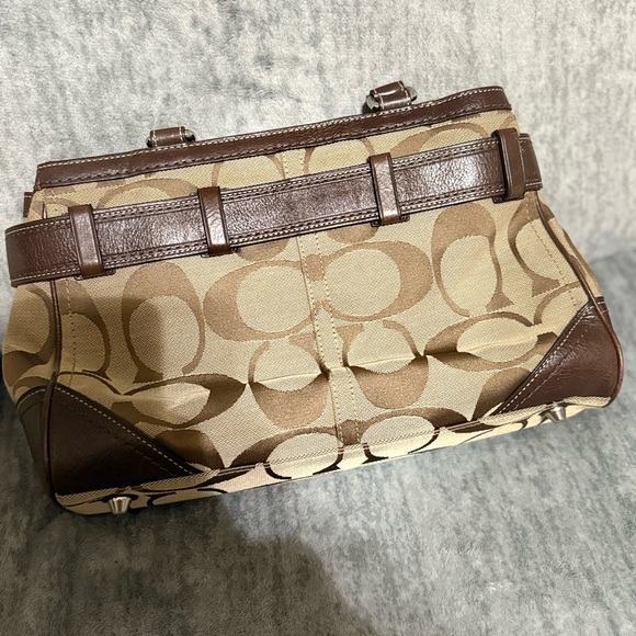 Coach Brown and Tan Satchel with Animal Print Accent